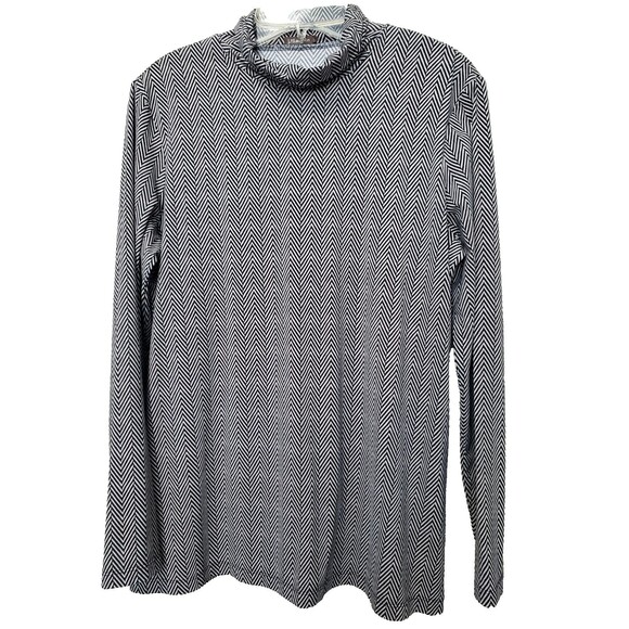 J McLaughlin Nora Turtleneck Herringbone Print Long Sleeve Shirt Size Large - Picture 1 of 6